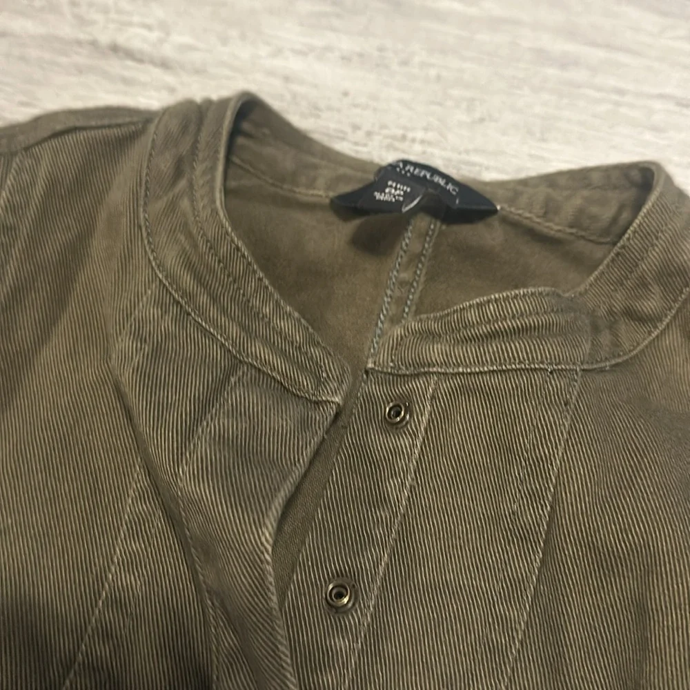 Banana Republic Shirt Dress Womens Olive Green 3/4 Sleeve Belted Army Style Sz 0 - Picture 5 of 6